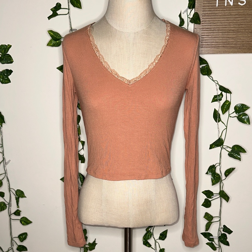 Selfe Longsleeve Lace Trimmed Neckline Longsleeve